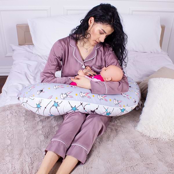 Фото - Подушка для майбутніх мам MirSon №8310 Print Line 17-0527 Bunnies Бязь 30х170х20 см (2200006200352)