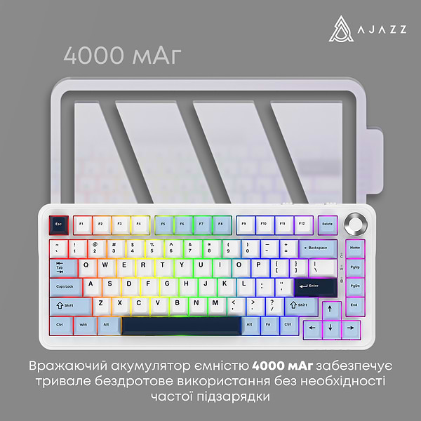 Фото - Клавіатура бездротова ігрова Ajazz AK820 MAX PLUS (AK820MAX-DD-BWD)