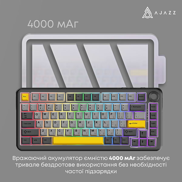Фото - Клавіатура бездротова ігрова Ajazz AK820 MAX PLUS (AK820MAX-DD-BGY)