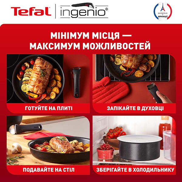 Фото - Набір посуду зі знімною ручкою Tefal L3979153 Ingenio Eco Resist 13 пр