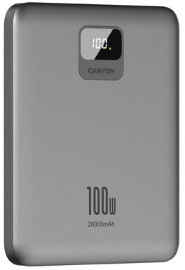 Фото - Батарея мобільна Canyon PB-2008 LED FLAT 20000 mAh PD100W QC3.0 Dark Grey (CNE-CPB2008DG)