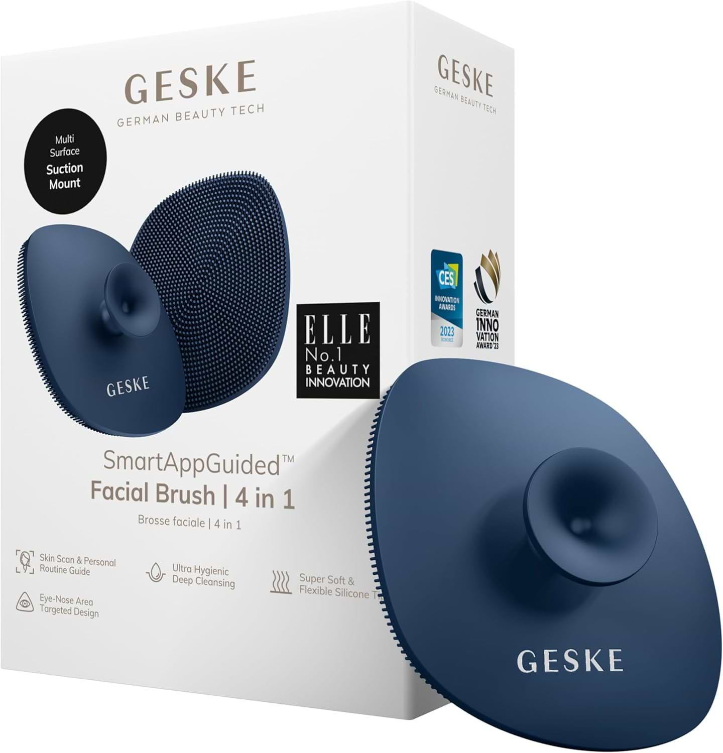 Щітка для чищення обличчя GESKE Facial Brush 4 в 1 темно-синій з тримачем (GK000038MN01) - Фото 1