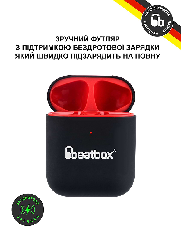 Фото - Навушники вкладиші бездротові TWS BeatBox PODS AIR 2 Wireless charging black-red (bbpair2wcbr)