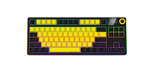 Фото - Клавиатура беспроводная игровая Lorgar KBP70TKLW Wireless TKL Mechanical Pro Black-Yellow (LRG-KBP70TKLW-YL-US)