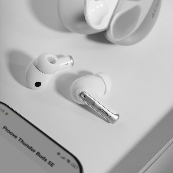 Фото - Наушники вкладыши беспроводные TWS Proove Thunder Buds SE TWS with ANC (APP) White (TWTBSE01AP02)