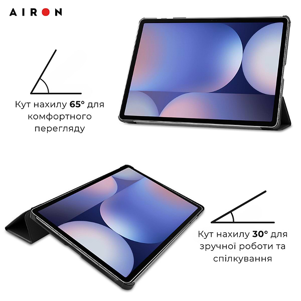 Фото - Чохол для планшету AIRON Premium for Samsung Galaxy Tab S10 Plus 12.4 2024 із захисною плівкою та серветкою Black (4822356758483)
