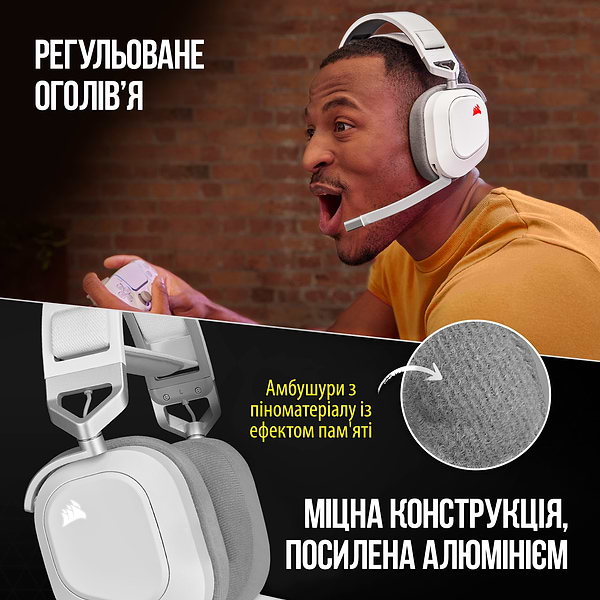 Фото - Гарнитура беспроводная игровая Corsair HS80 RGB Wireless Headset, White (CA-9011236-EU)
