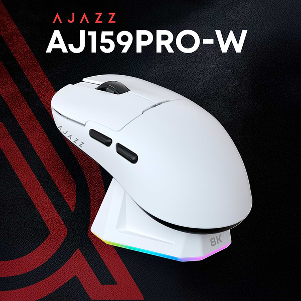 Фото - Миша бездротова ігрова Ajazz AJ159PRO -3 Mod-White-Pixart 3395-8K (AJ159-PRO-W)