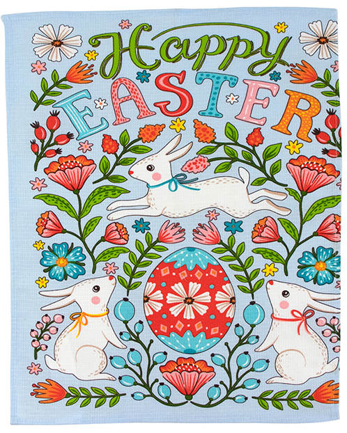 Полотенце кухонное Руно 45х60 ваф. (205.15_Пасха голубой_3)