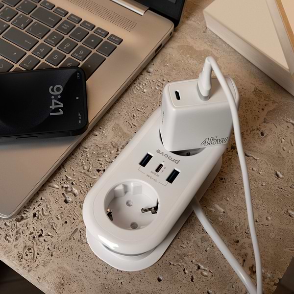 Фото - Мережевий фільтр Proove Supercoil 20W (2xAC + Type-C + 2xSB) 1.5m White (PSPS25002102)