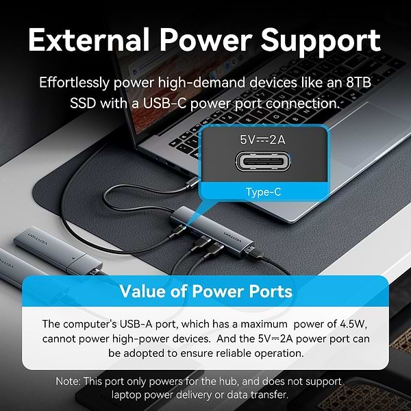 Фото - Хаб USB Vention USB 3.0 Type-C 4xUSB 3.0/1xUSB-C (TGZHB)
