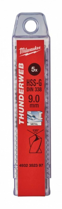Фото - Сверло Milwaukee Thunderweb HSS-G DIN338 9,0x125 мм 5 шт. (4932352397)