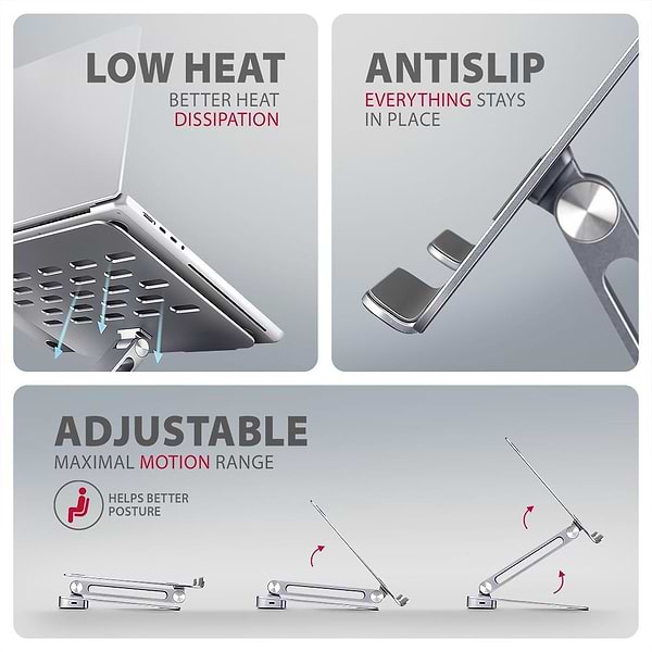 Фото - Підставка під ноутбук AXAGON HMC-STND USB-C 5Gbps ALUMINUM STAND & HUB 7in1 (HMC-STND)