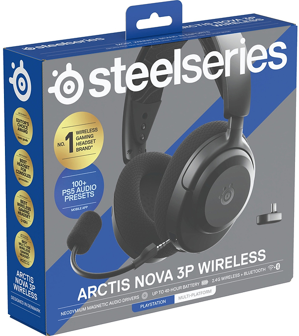 Фото - Гарнітура бездротова ігрова SteelSeries Arctis Nova 3P Wireless MultiPlatform Black (61686)