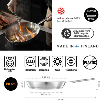 Фото - Сковорода універсальна Fiskars All Steel Pure 28 см (1065628)