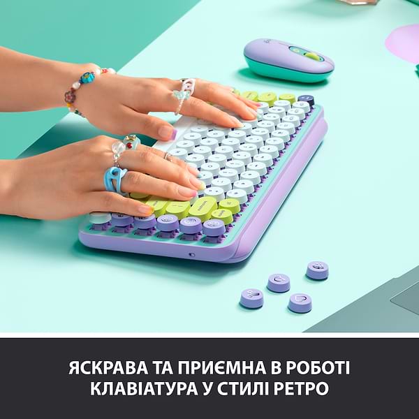 Фото - Клавиатура беспроводная Logitech POP Keys Wireless Mechanical Keyboard With Emoji Keys Daydream Mint (920-010736)