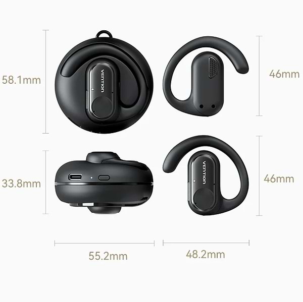Фото - Навушники вкладиші бездротові TWS Vention OpenBeat O11 Black (NBPB0)