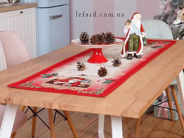 Фото - Скатертина раннер Lefard гобеленовий новорічний з люрексом Jouets 47х140 см (716-029)