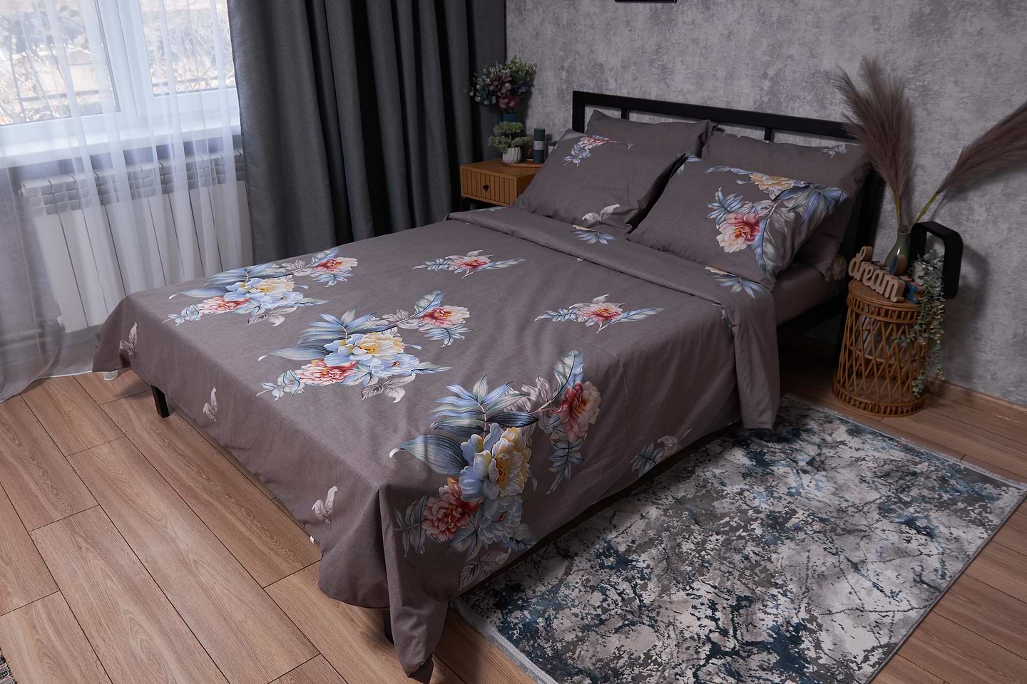 Комплект постельного белья Moon&Star Бязь Gold Люкс Flowers Wod 160х220х2 нав. 4х70х70 (MS-820001527)