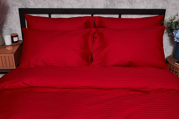 Фото - Комплект постільної білизни Moon&Star Satin Stripe Stripe Red 160х220 нав. 2х40х60 (MS-820003590)