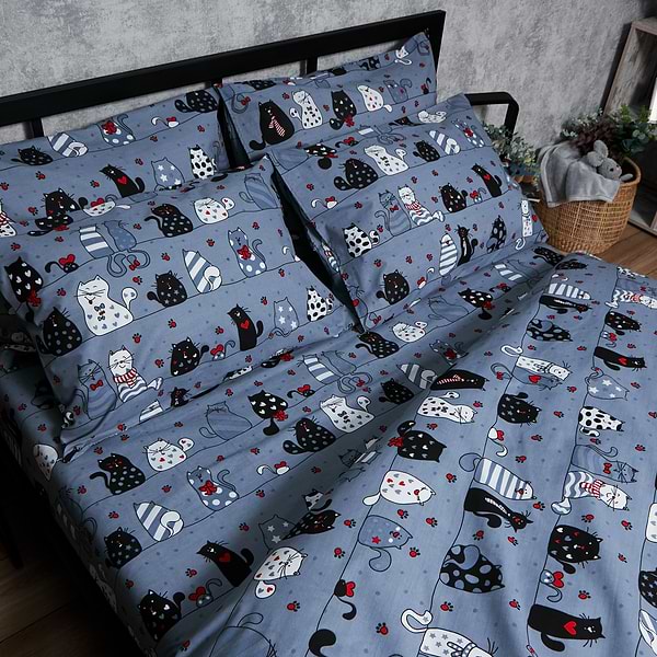 Фото - Комплект постельного белья Moon&Star Gold Люкс «Feline Fun» бязь 200х220 см нав. 2х50х70 (MS-820006311)