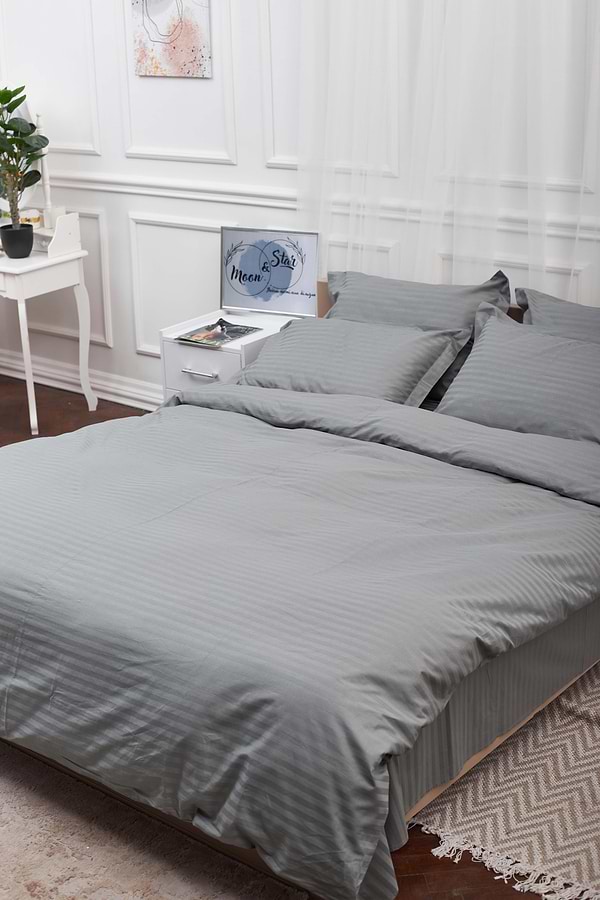 Фото - Комплект постельного белья Moon&Star Satin Stripe Stripe Gray 160х220х2 нав. 2х50х70 (MS-820003671)