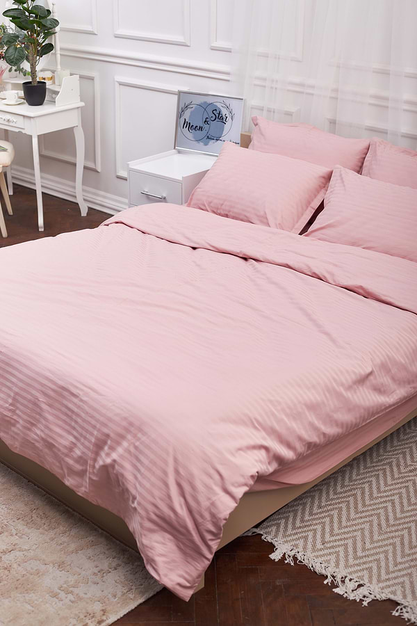 Фото - Комплект постельного белья Moon&Star Satin Stripe Stripe Pink 143х210х2 нав. 4х70х70 (MS-820003634)