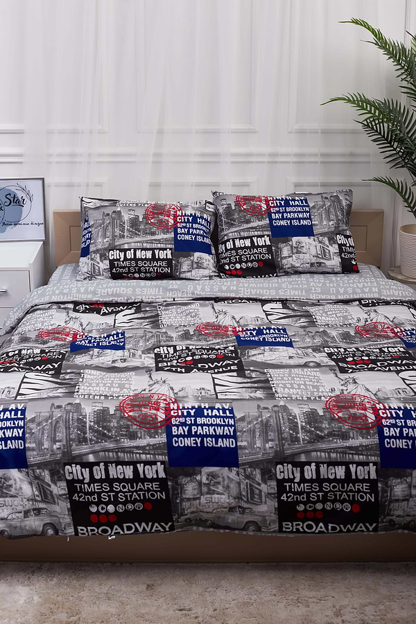 Фото - Комплект постільної білизни Moon&Star 160х220 наволочки 2х40х60 New York Бязь Gold Люкс (MS-820001231)