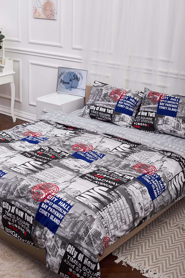 Фото - Комплект постільної білизни Moon&Star 160х220 наволочки 2х40х60 New York Бязь Gold Люкс (MS-820001231)