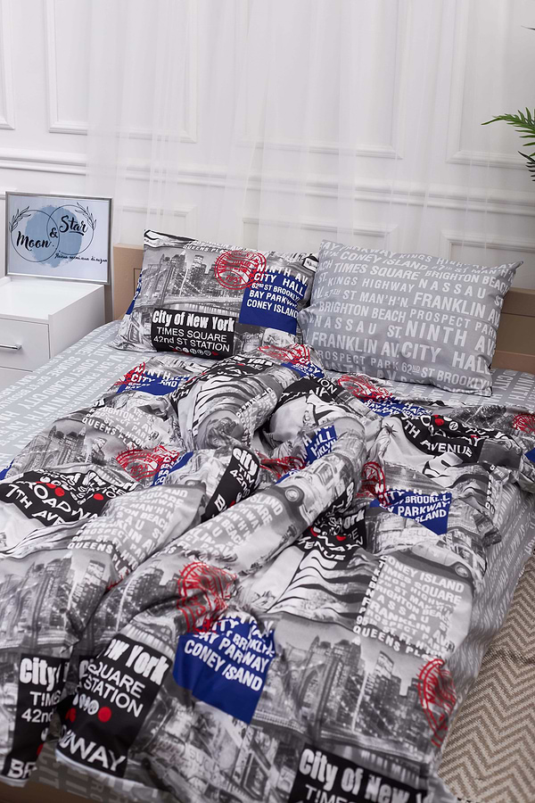 Фото - Комплект постільної білизни Moon&Star 160х220 наволочки 2х50х70 New York Бязь Gold Люкс (MS-820001232)