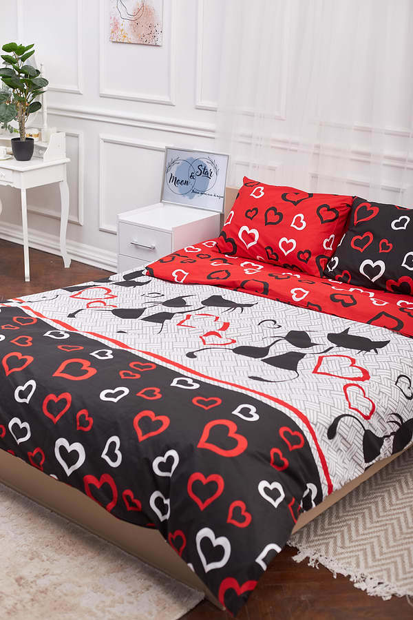 Фото - Комплект постільної білизни Moon&Star 143х210х2 нав. 2х50х70 Love Cats Бязь Gold Люкс (MS-820001174)