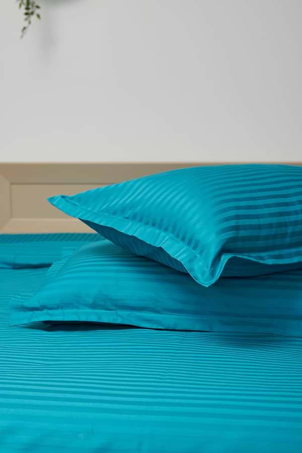 Фото - Комплект постельного белья Moon&Star 160х220х2 нав. 2х40х60 Turkish Blue Satin Stripe (MS-820000660)