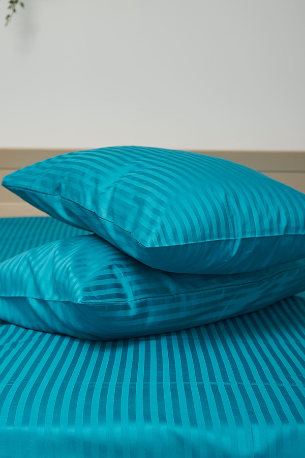 Фото - Комплект постельного белья Moon&Star King Size 220x240 Turkish Blue Satin Stripe (MS-820000633)