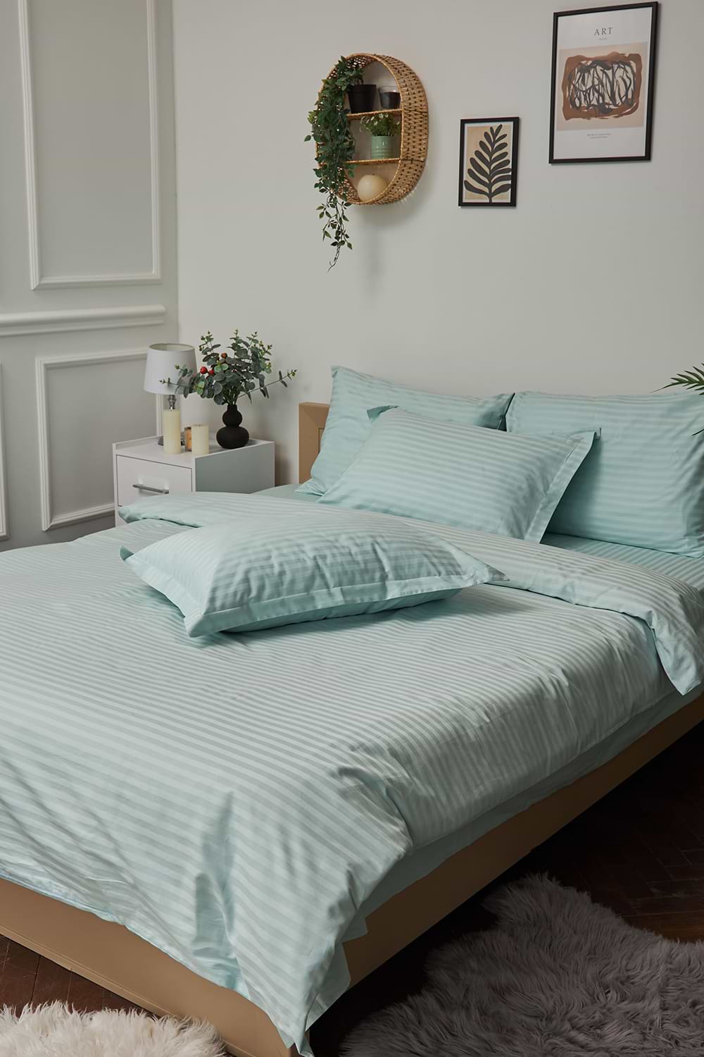 Комплект постільної білизни Moon&Star 160х220х2 нав. 2х40х60 Stripe Mint Satin Stripe (MS-820000620)