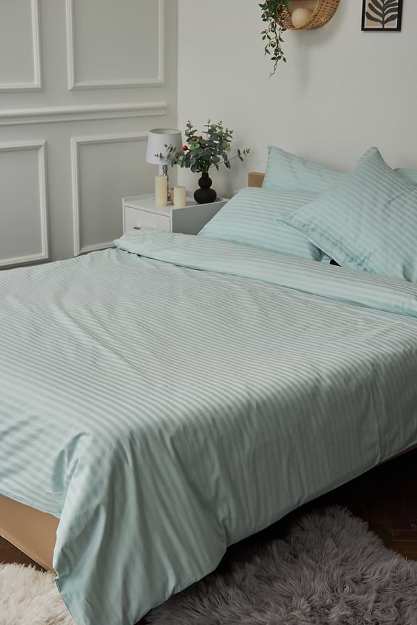 Фото - Комплект постільної білизни Moon&Star 143х210х2 нав. 2х50х70 Stripe Mint Satin Stripe (MS-820000616)