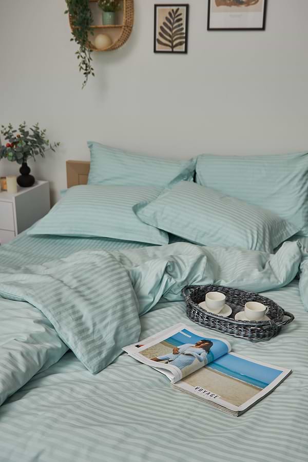 Фото - Комплект постільної білизни Moon&Star 143х210х2 нав. 2х40х60 Stripe Mint Satin Stripe (MS-820000615)