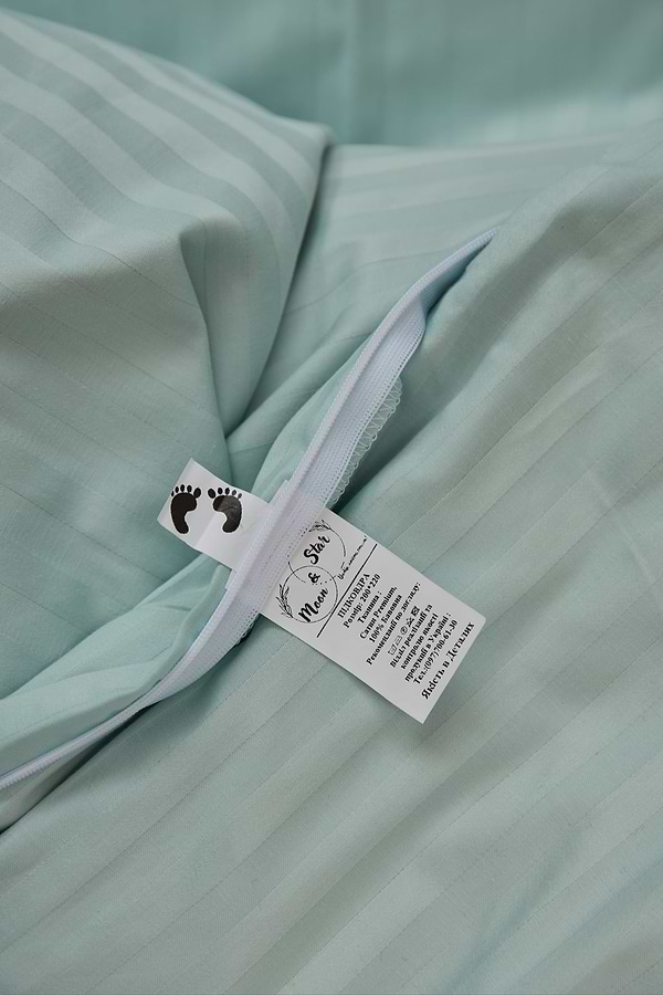 Фото - Комплект постільної білизни Moon&Star 143х210х2 нав. 4х50х70 Stripe Mint Satin Stripe (MS-820000618)