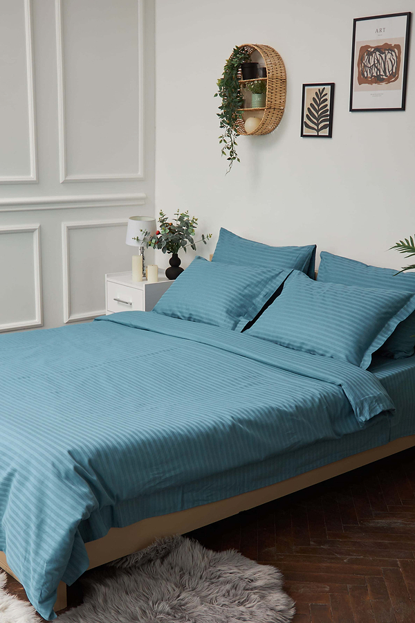 Фото - Комплект постельного белья Moon&Star 160х220 наволочки 2х70х70 Stripe Green Satin Stripe (MS-820000577)