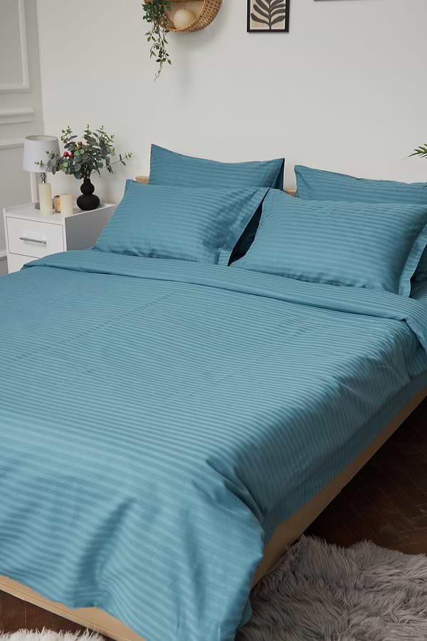 Фото - Комплект постільної білизни Moon&Star 143х210х2 нав. 4х50х70 Stripe Green Satin Stripe (MS-820000583)