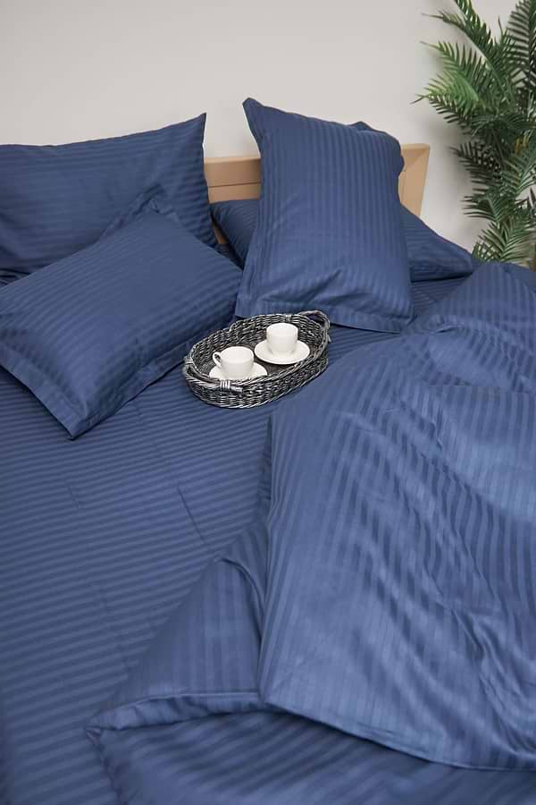 Фото - Комплект постельного белья Moon&Star 143х210 см нав. 4х50х70 Delfi Blue Satin Stripe (MS-820000508)
