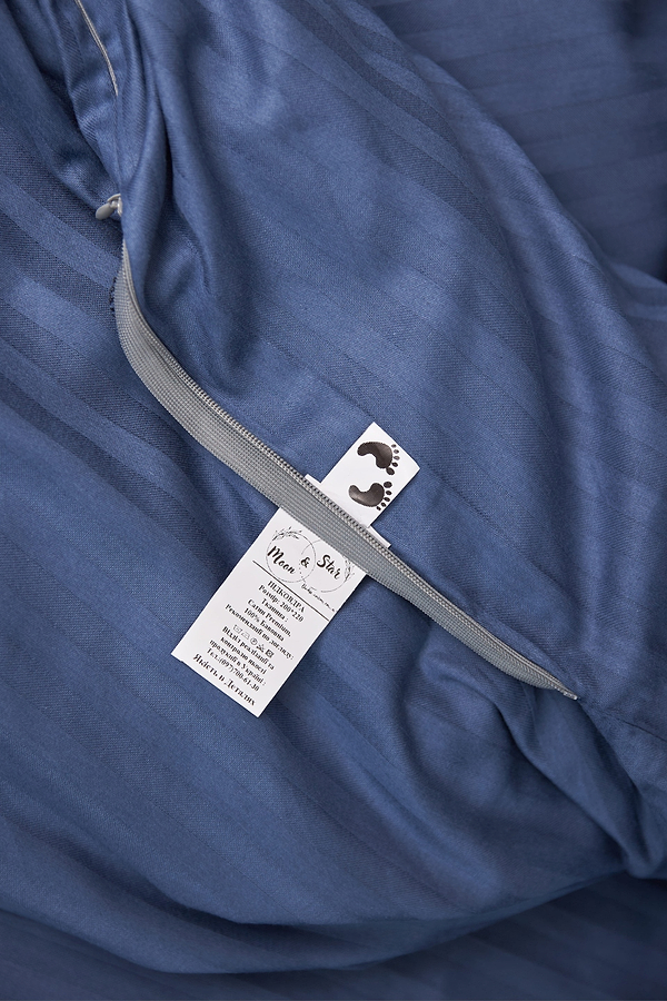 Фото - Комплект постільної білизни Moon&Star 143х210 см нав. 2х50х70 Delfi Blue Satin Stripe (MS-820000506)