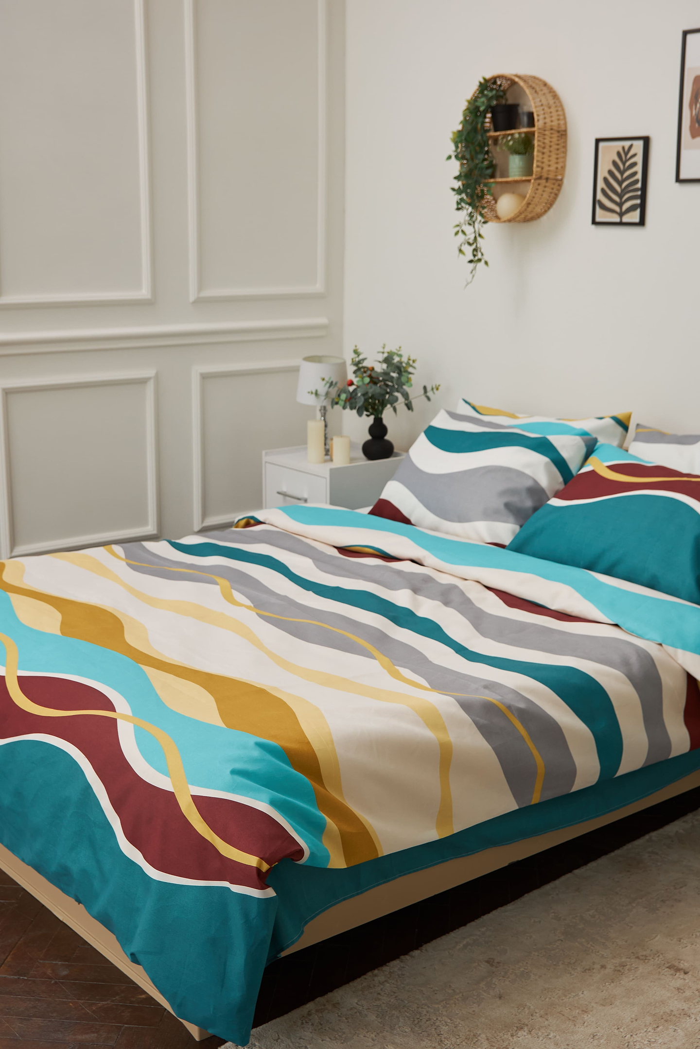 Комплект постельного белья Moon&Star 143х210х2 нав. 4х70х70 Tangerine Микросатин Premium (MS-820001452)