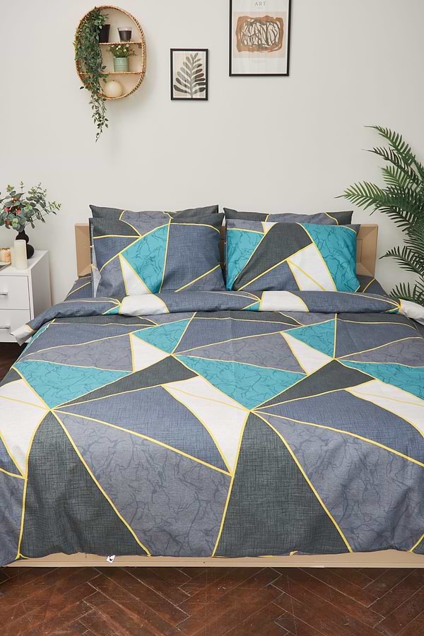 Фото - Комплект постільної білизни Moon&Star 143х210х2 нав. 4х70х70 Triangles Мікросатин Premium (MS-820001487)