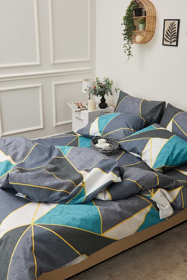 Фото - Комплект постільної білизни Moon&Star 143х210х2 нав. 4х70х70 Triangles Мікросатин Premium (MS-820001487)