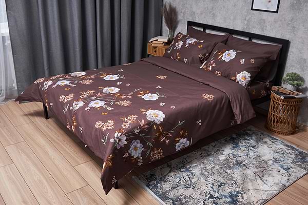 Фото - Комплект постільної білизни Moon&Star Мікросатин Premium «Floral Mocha» 200х220 см нав. 4х70х70 (MS-820005019)