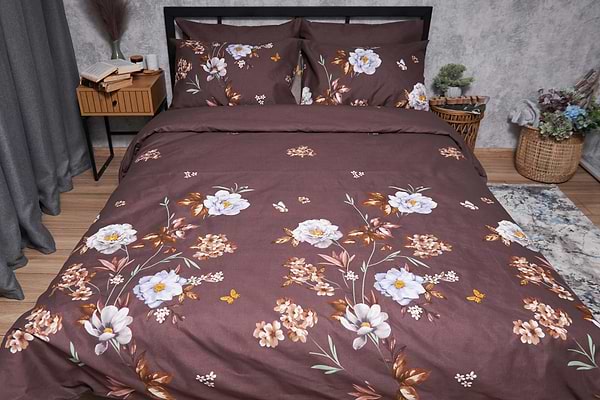 Фото - Комплект постільної білизни Moon&Star Мікросатин Premium «Floral Mocha» 200х220 см нав. 2х50х70 (MS-820005016)
