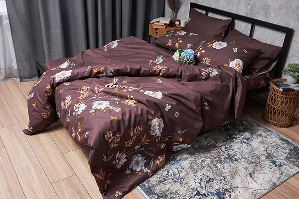 Фото - Комплект постельного белья Moon&Star Микросатин Premium «Floral Mocha» 175х210 см нав. 4х70х70  (MS-820005014)