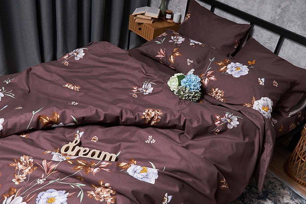 Фото - Комплект постільної білизни Moon&Star Мікросатин Premium «Floral Mocha» 200х220 см нав. 2х50х70 (MS-820005016)