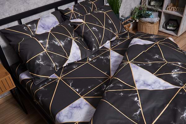 Фото - Комплект постільної білизни Moon&Star Мікросатин Premium Golden Marble 200х220 см нав. 2х50х70 (MS-820009916)