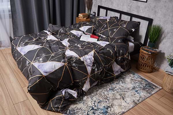 Фото - Комплект постільної білизни Moon&Star Мікросатин Premium Golden Marble 200х220 см нав. 2х50х70 (MS-820009916)